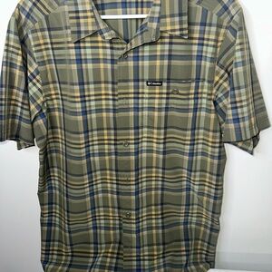Columbia Men's Olive and Blue Plaid Shirt
